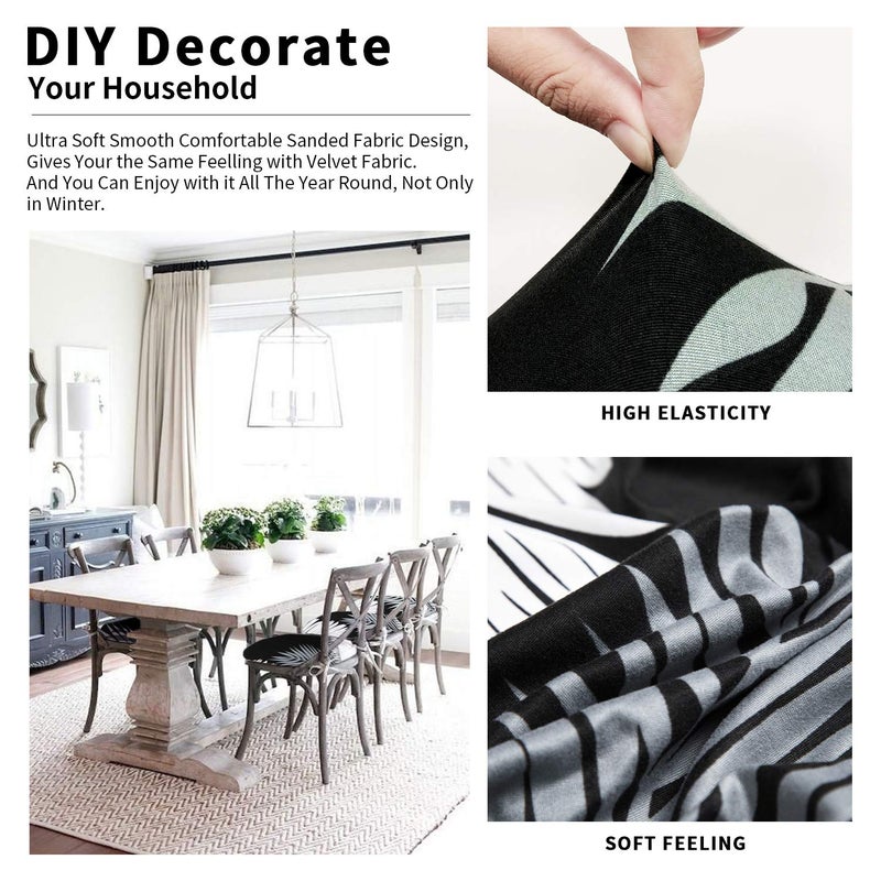 Gute Chair Seat Covers, Stretch Printed Chair Covers with Elastic Ties and Button, Removable Washable Dining Upholstered Chair Protector Seat Cushion Slipcovers for Dining Room, Office(Black) - Image 3